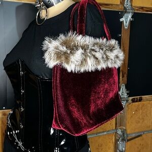 Velvet faux fur bag